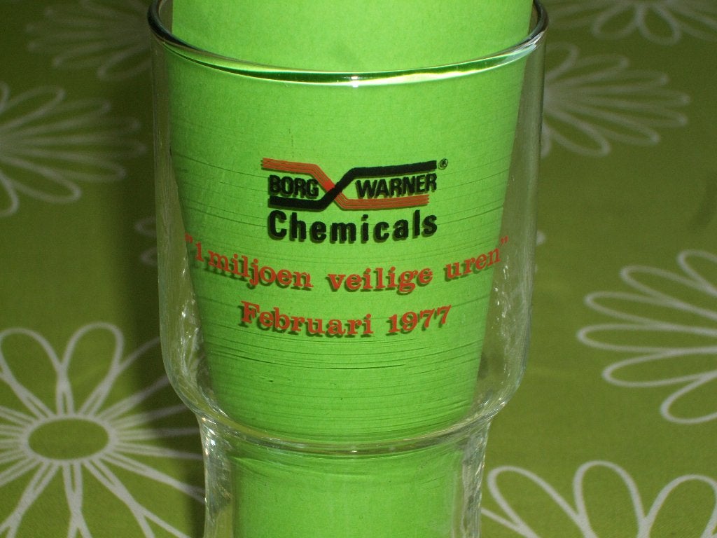 1 miljoen veilige uren - 1977 - Borg Warner Chemicals glas, Ophalen of Verzenden, Zo goed als nieuw