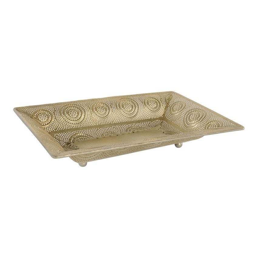 Schaal metaal model arabic gold 33 x 22 cm, Overige materialen, Schaal, Rond, Nieuw