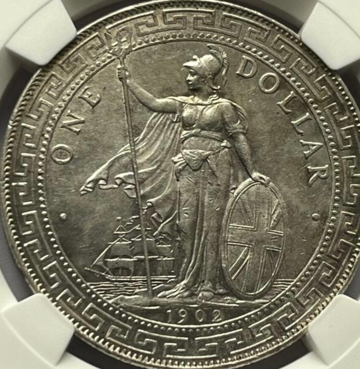 Groot-Brittannië schitterende trade dollar 1902B, Ophalen of Verzenden, Overige landen, Losse munt, Zilver