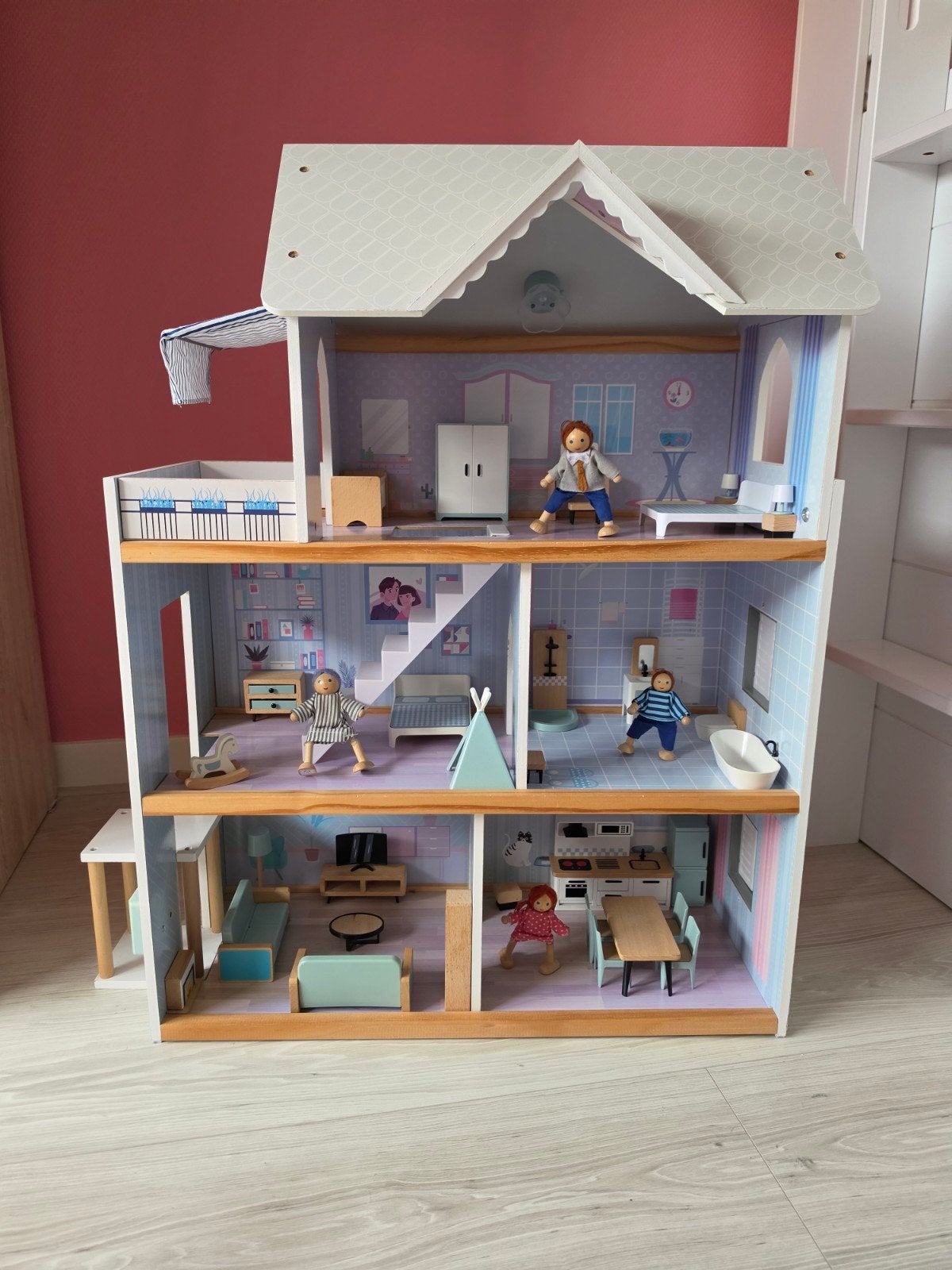 Houten poppenhuis, Kinderen en Baby's, Ophalen, Gebruikt, Poppenhuis