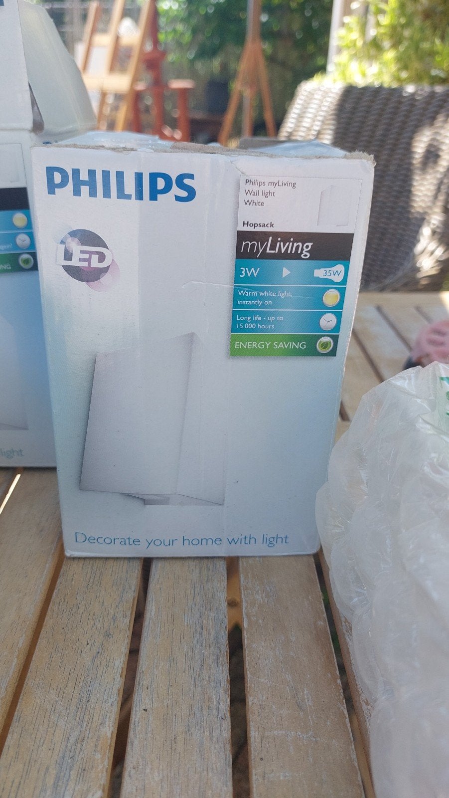 4x Philips myLiving Hopsack LED wandlampen, wit, 3W, Philips, Ophalen of Verzenden, Zo goed als nieuw, Metaal