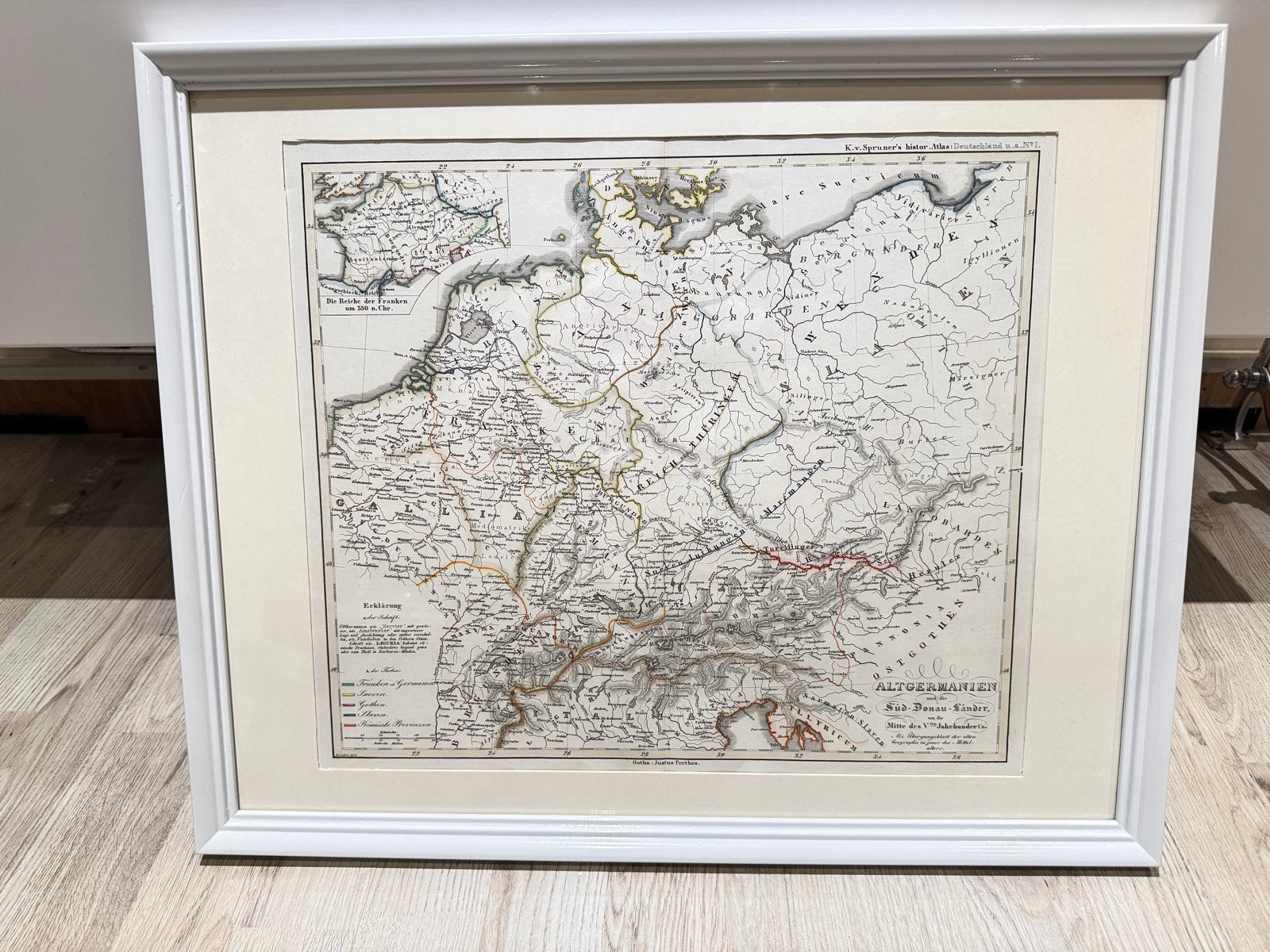 Klassieke ingekleurde staalgravure - Altgermanien 1854, Boeken, Ophalen of Verzenden, Duitsland, 1800 tot 2000, Landkaart