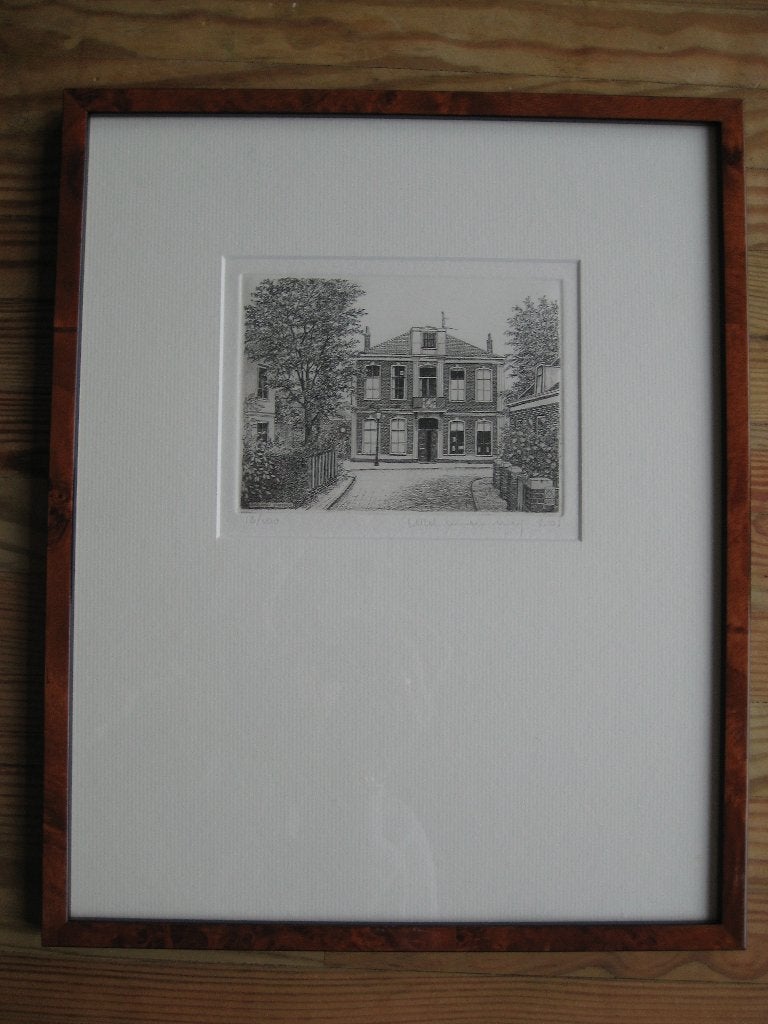 ets van Wim vd Meij 2003, Charloisse Kerksingel in R'dam, Ets, Stadsgezicht, Ingelijst, 2000 tot heden