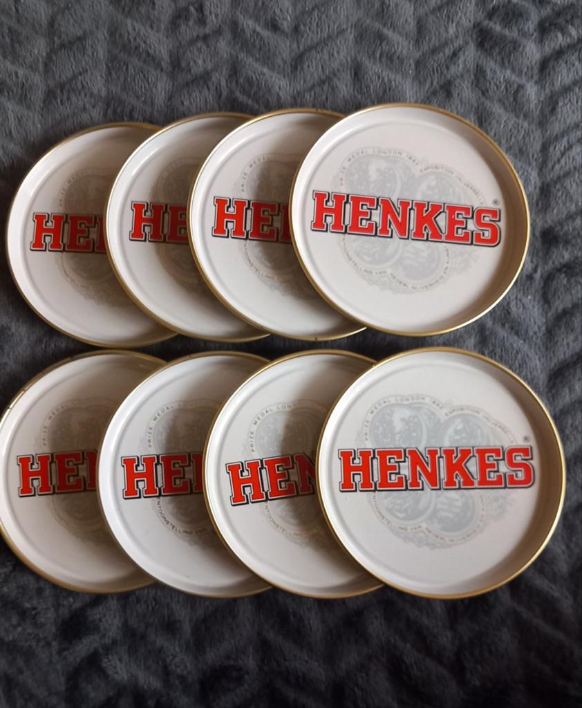 8 Retro Henkes Onderzetters Jenever Delftshaven De Ooievaar, Ophalen of Verzenden, Zo goed als nieuw, Gebruiksvoorwerp