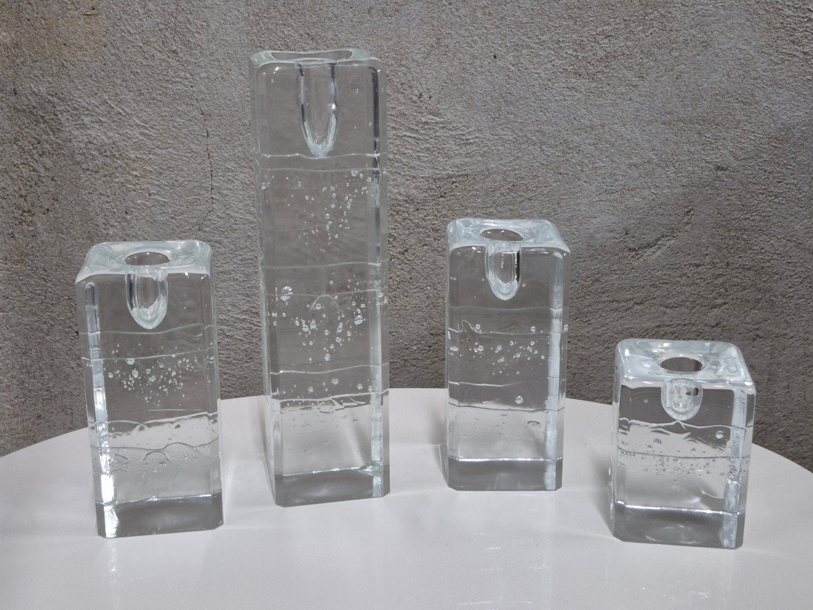 4 x vintage Iittala Arkipelago ice kandelaars, Gebruikt, Ophalen of Verzenden, Glas, 23 cm