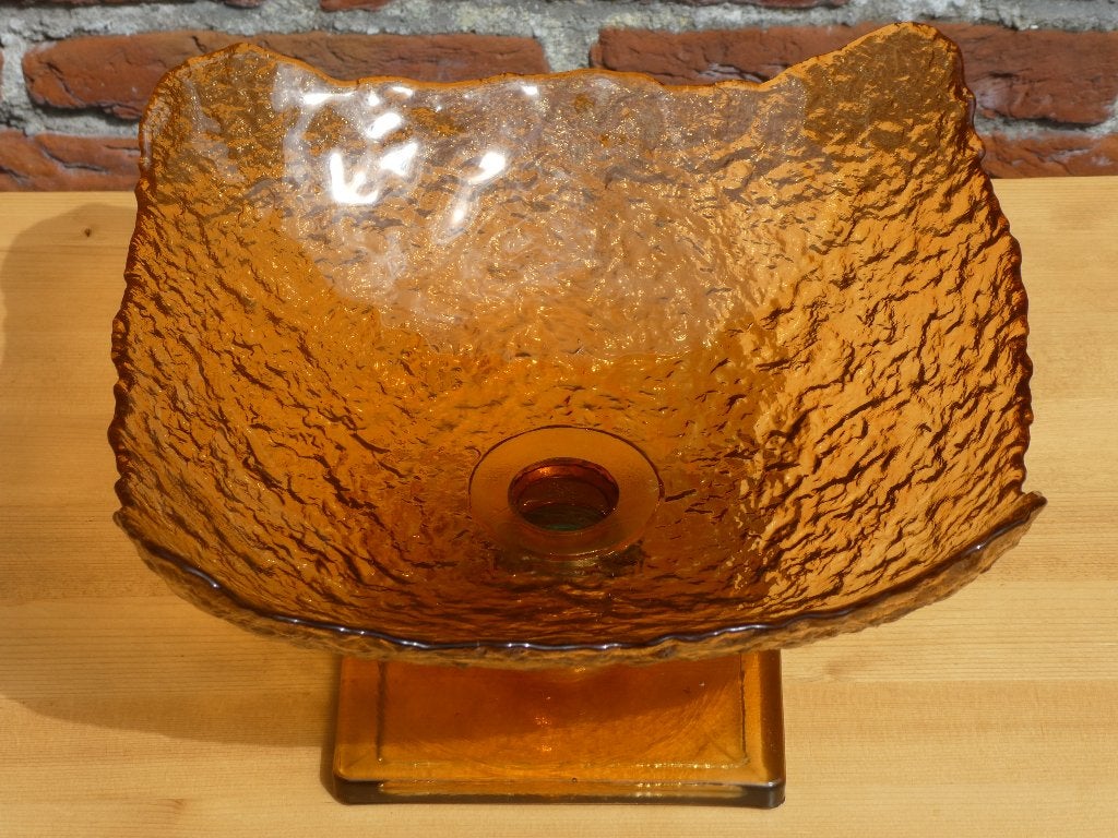 Bruine glazen schaal, Ophalen, Schaal, Vierkant, Glas