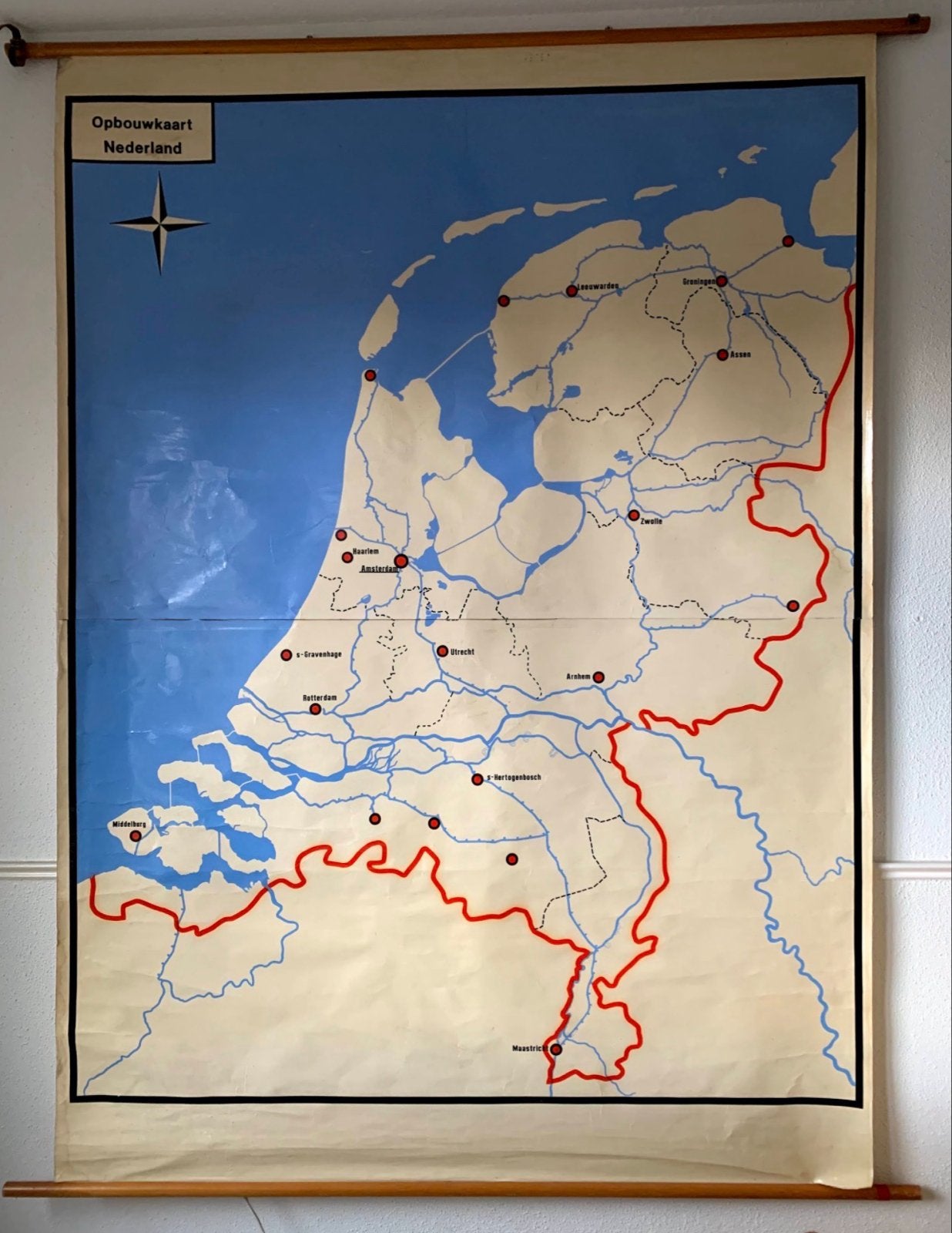 Vintage Opbouwkaart Nederland - Wandkaart, Landkaart, 1800 tot 2000, Nederland, Ophalen