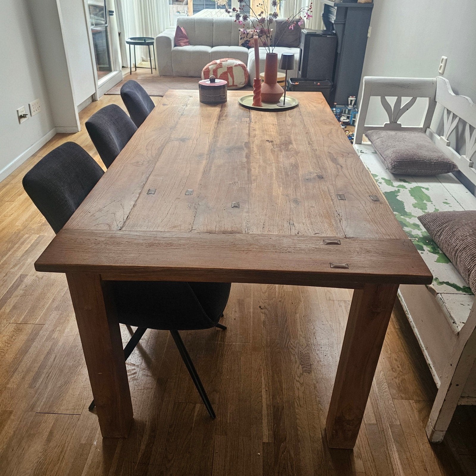 Eettafel teakhout, Huis en Inrichting, Ophalen, Gebruikt, 4 tot 6 stoelen