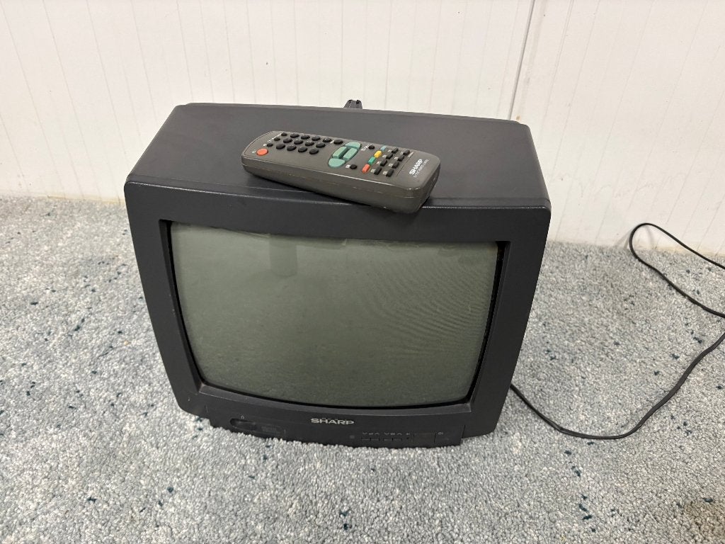 Sharp 14 inch CRT tv + remote jaren 90, Ophalen of Verzenden, Gebruikt, Minder dan 40 cm, Sharp