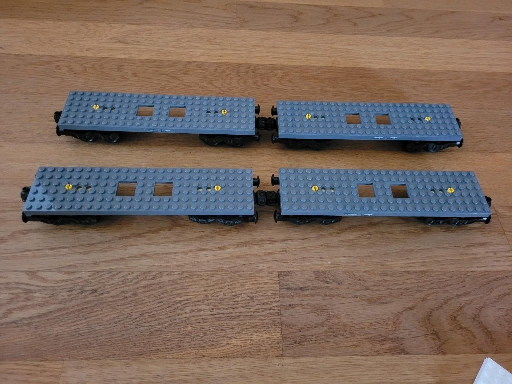 Partij T75=4x Lego trein wagons 6x24, Lego, Lego, Gebruikt, Lego