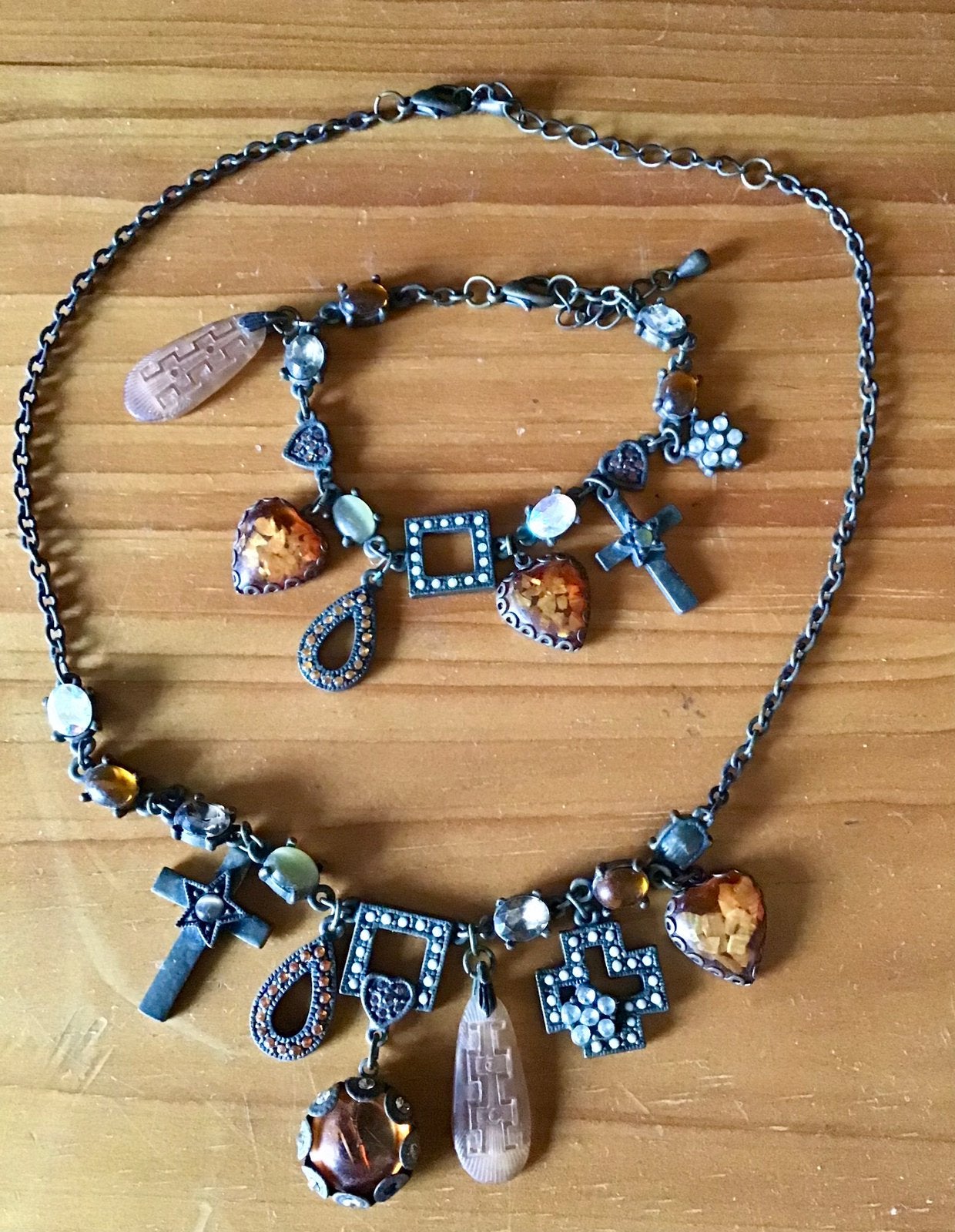 Vintage bedel ketting en armband, Ophalen of Verzenden, Zo goed als nieuw, Zilver, Overige materialen
