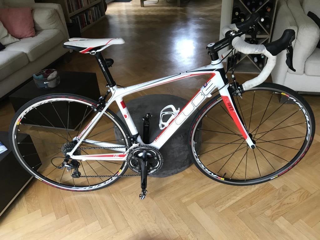 Cube Axial Race racefiets - Dames - Wit/Rood - framemaat 50, 28 inch, Gebruikt, Velgrem, Ophalen