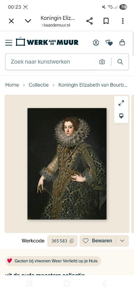 Schilderij Elizabeth van Bourbon, Ophalen, Doek, Portret of Personen, Overige technieken