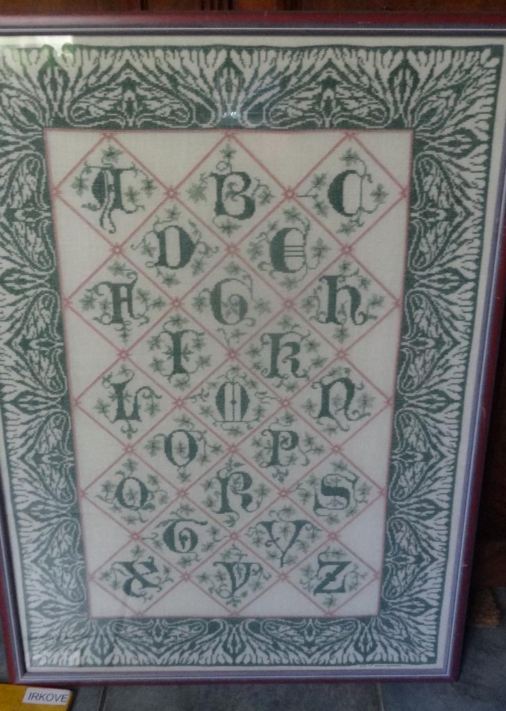 ALFABET GEBORDUURD IN LIJST * Mooi!! *, Groen, 80 cm, Textiel, Klassiek