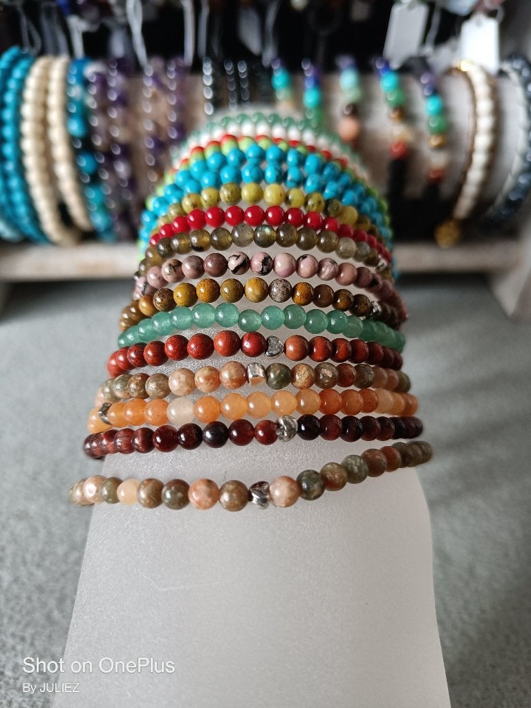 Echte Natuurstenen armbandjes 4mm "Juliez handmade" op=op, Ophalen, Nieuw, Overige kleuren, Overige materialen