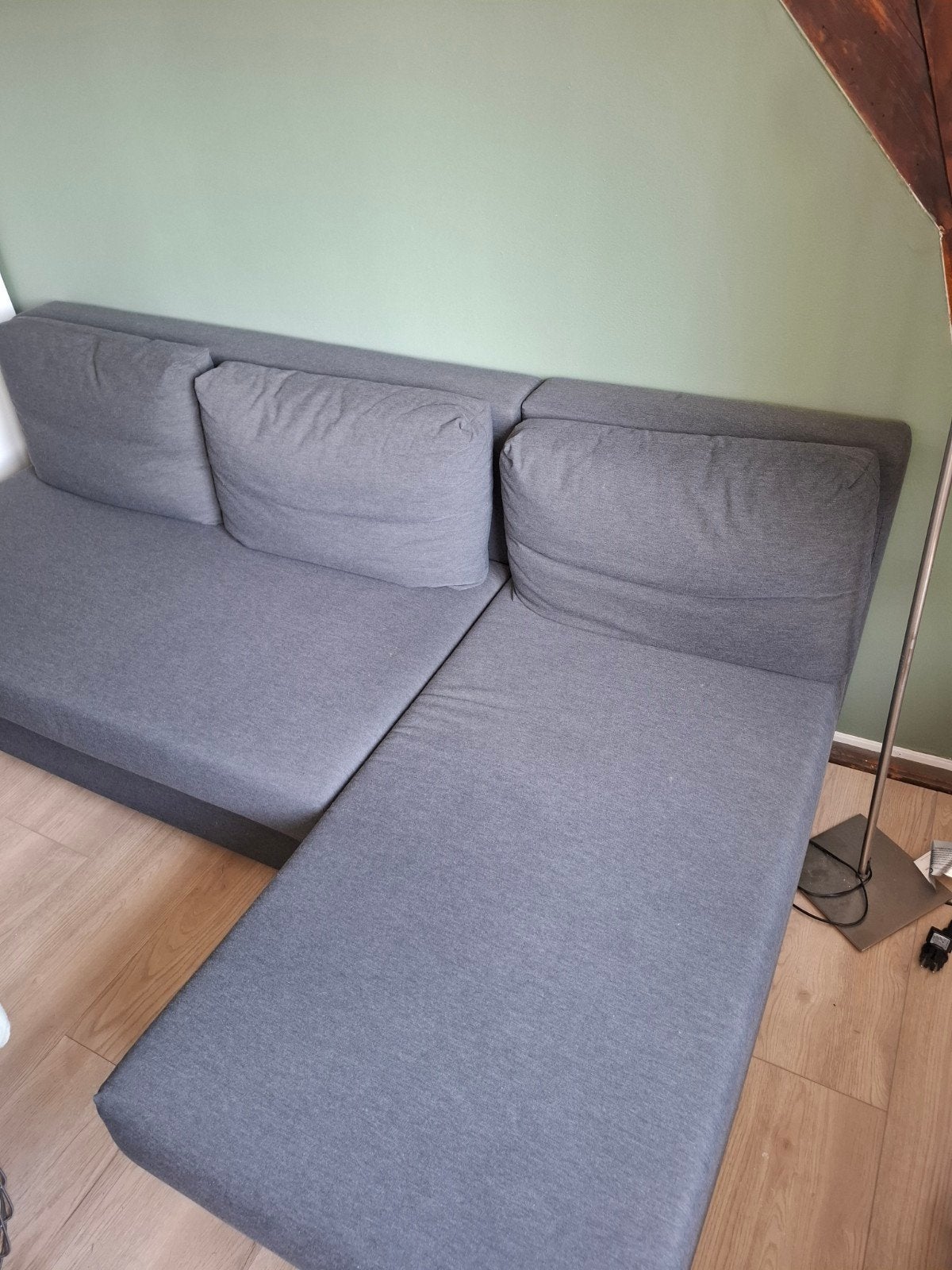Grijze Ikea Alvdalen slaapbank met opbergruimte, Huis en Inrichting, Ophalen, Modern en functioneel, 100 tot 125 cm, Tweepersoons