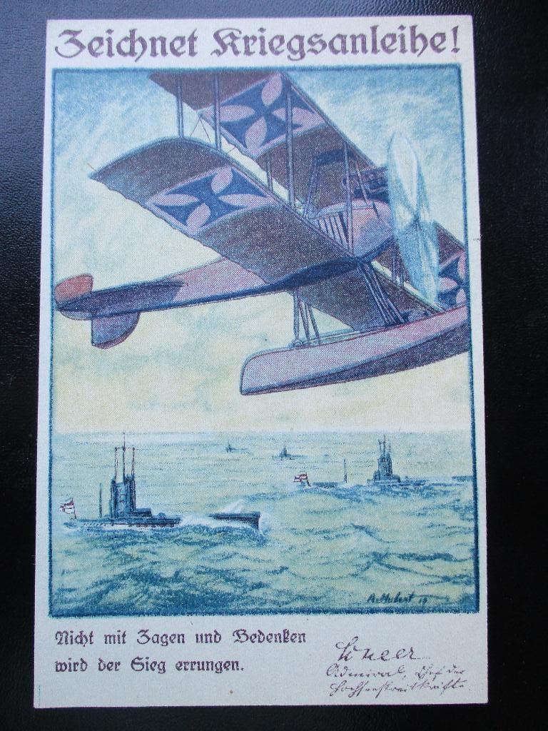 WO1 postkaart - Zeichnet Kriegsanleihe, Verzenden, Luchtmacht, Duitsland, Foto of Poster