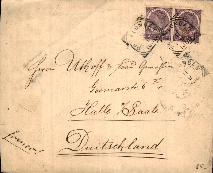 Nederlands Indië - Stempel Pekalonga - Duitsland - 1906, Verzenden, Envelop