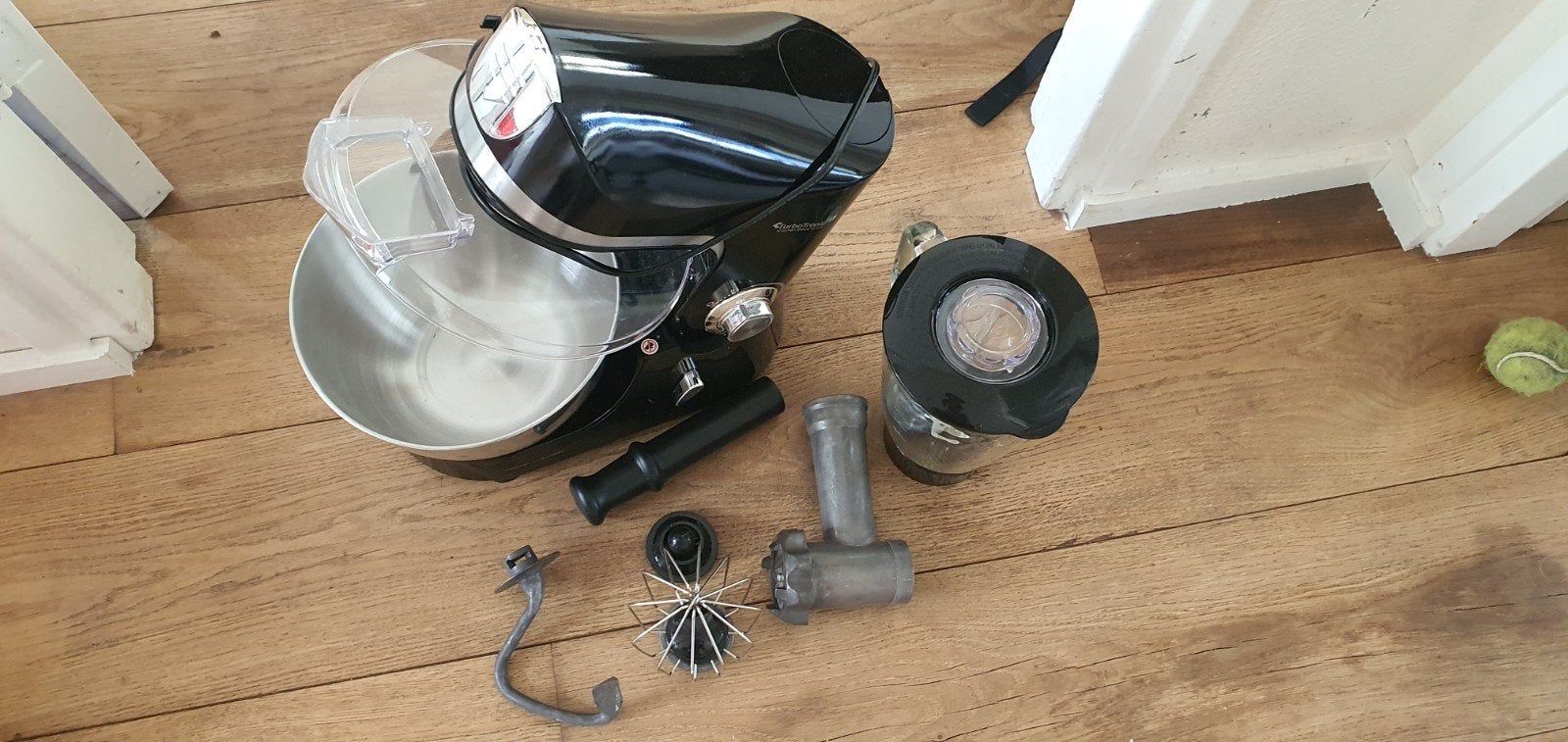 Keukenmachine met glazen blender en diverse accessoires, 4 liter of meer, Gebruikt, 3 snelheden of meer, Ophalen of Verzenden