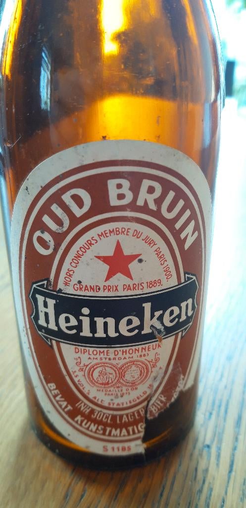 Heineken oud bruin fles 30cl oude fles leeg pijpje 33cl, Ophalen of Verzenden, Gebruikt, Flesje(s), Heineken
