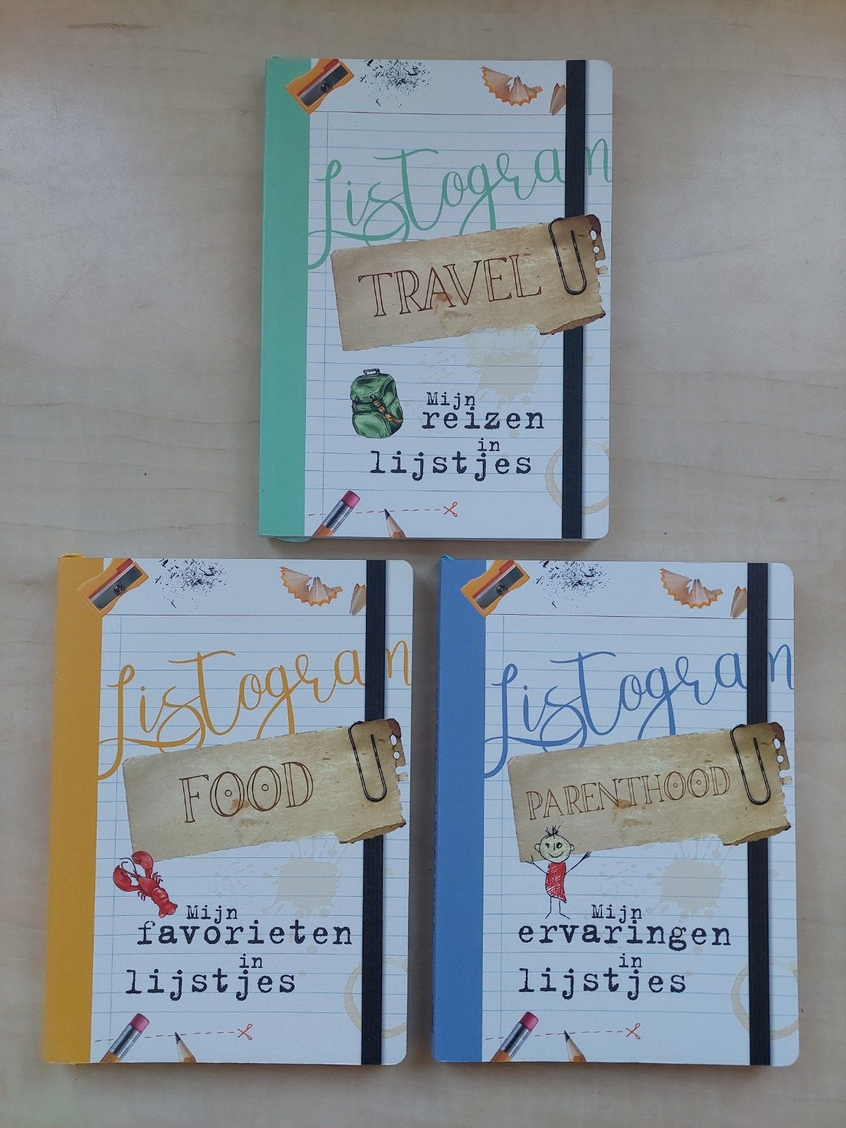 Listogram 3x invulboeken travel, food, parenthood, Diversen, Notitieboeken, Ophalen of Verzenden, Nieuw
