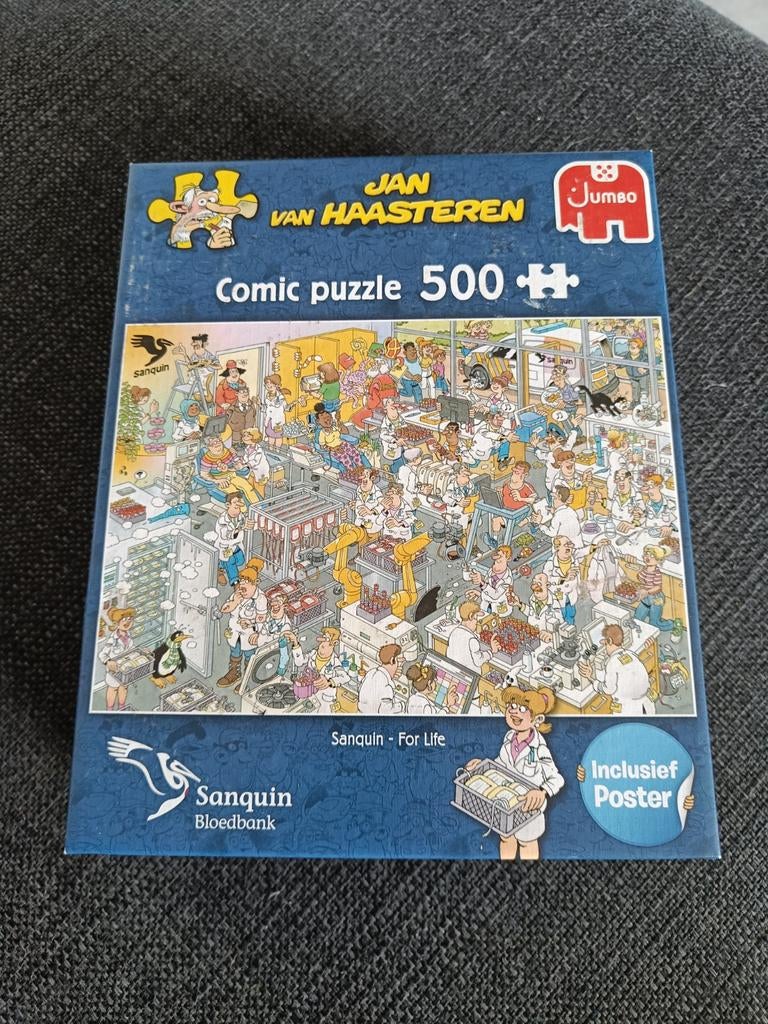 Jan van Haasteren Comic Puzzel 500 stukjes Sanquin, Ophalen of Verzenden, 500 t/m 1500 stukjes, Zo goed als nieuw, Legpuzzel