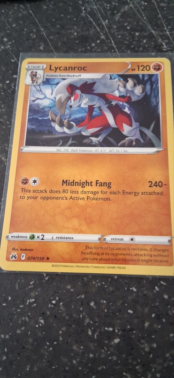 Pokémon Kaart Lycanroc 074/159 - Zo goed als nieuw, Ophalen of Verzenden