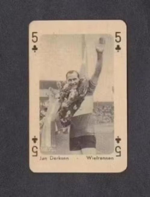 Speelkaart Wielrenner Jan Derksen Geertruidenberg Jaren 50., Ophalen of Verzenden, Zo goed als nieuw