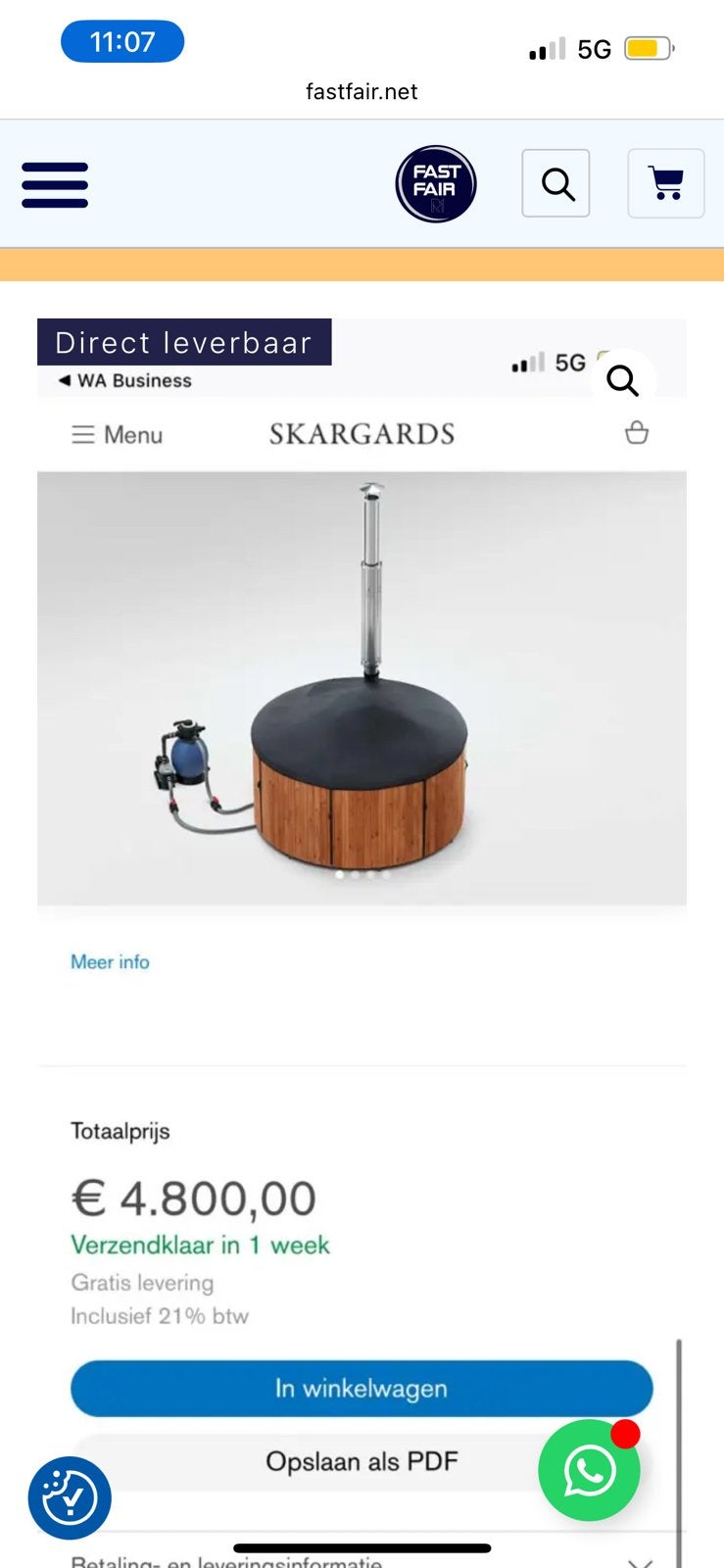 Nieuwstaat gebruikte SKARGARDS hottub houtgestookt 2e hands, Ophalen, Gebruikt, 7921AE, Fast Fair b.v.