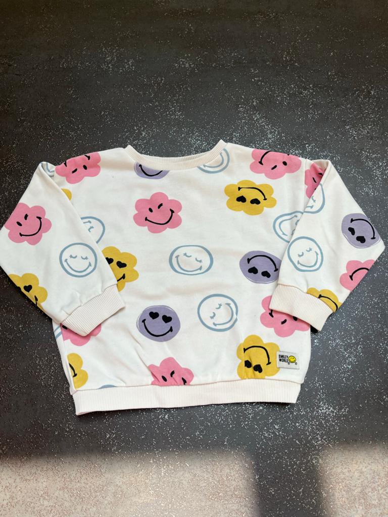 Trui mt 98-104 Crème smileys, Ophalen of Verzenden, Zo goed als nieuw, Meisje, Trui of Vest