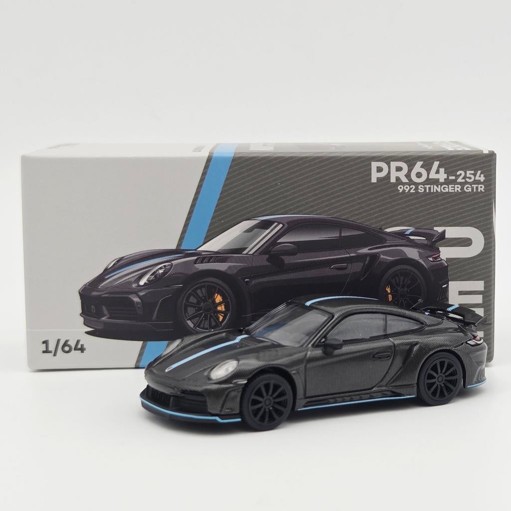 Pop Race 992 Stinger GTR carbon edition blauw 1:64, Mymodelcar@outlook.com, Auto, Ophalen of Verzenden, Pop Race