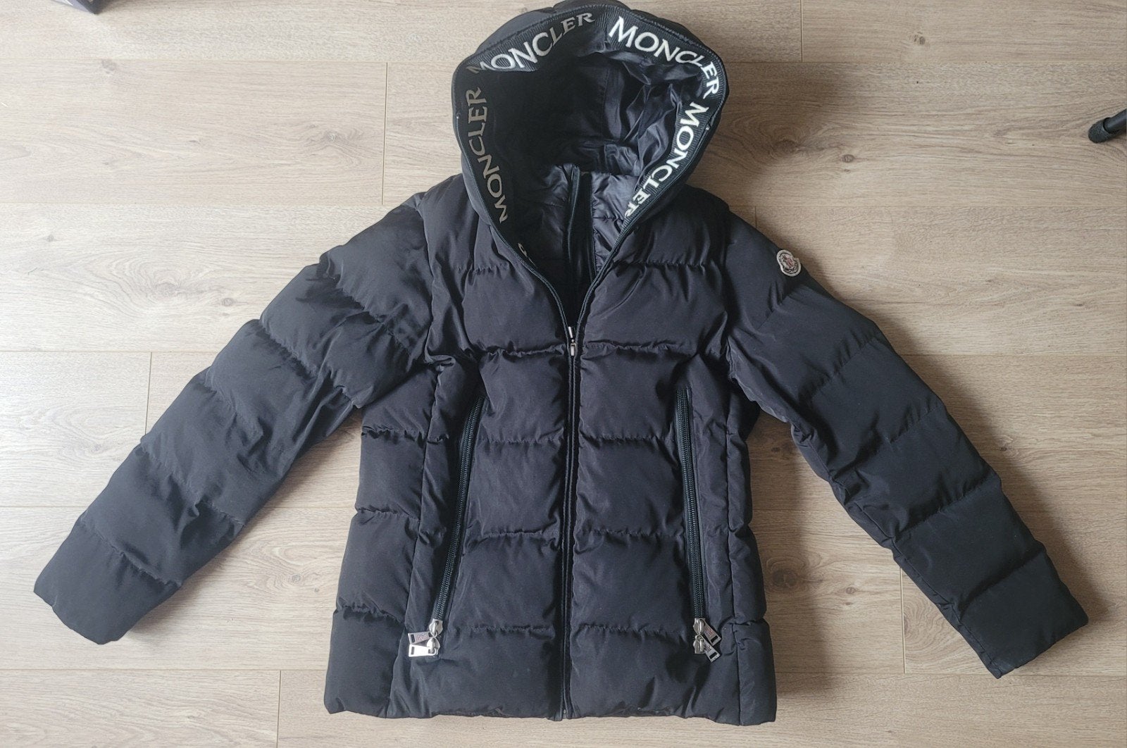 Donsjack jas Moncler maat L, Zwart, Moncler, Maat 42/44 (L), Ophalen of Verzenden