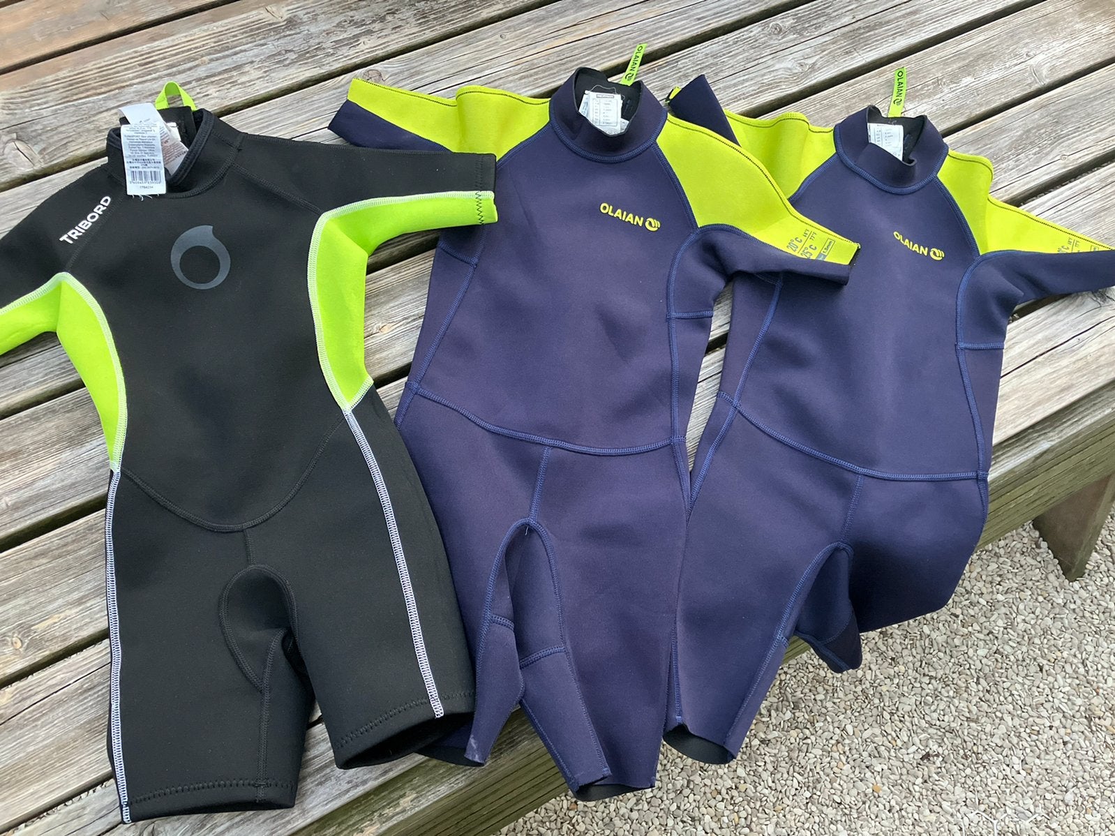 3 Wetsuits shorty Decathlon voor 6-jarige, mt 115-124, zgan, Ophalen of Verzenden, Zo goed als nieuw, Kind, Wetsuit