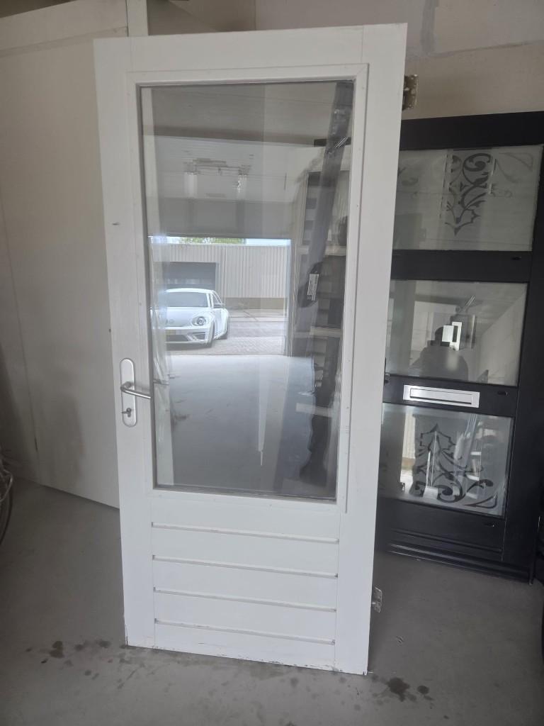 Zwaar hardhouten achterdeur, Doe-het-zelf en Verbouw, Deuren en Horren, Ophalen, Gebruikt, 120 cm of meer, Buitendeur