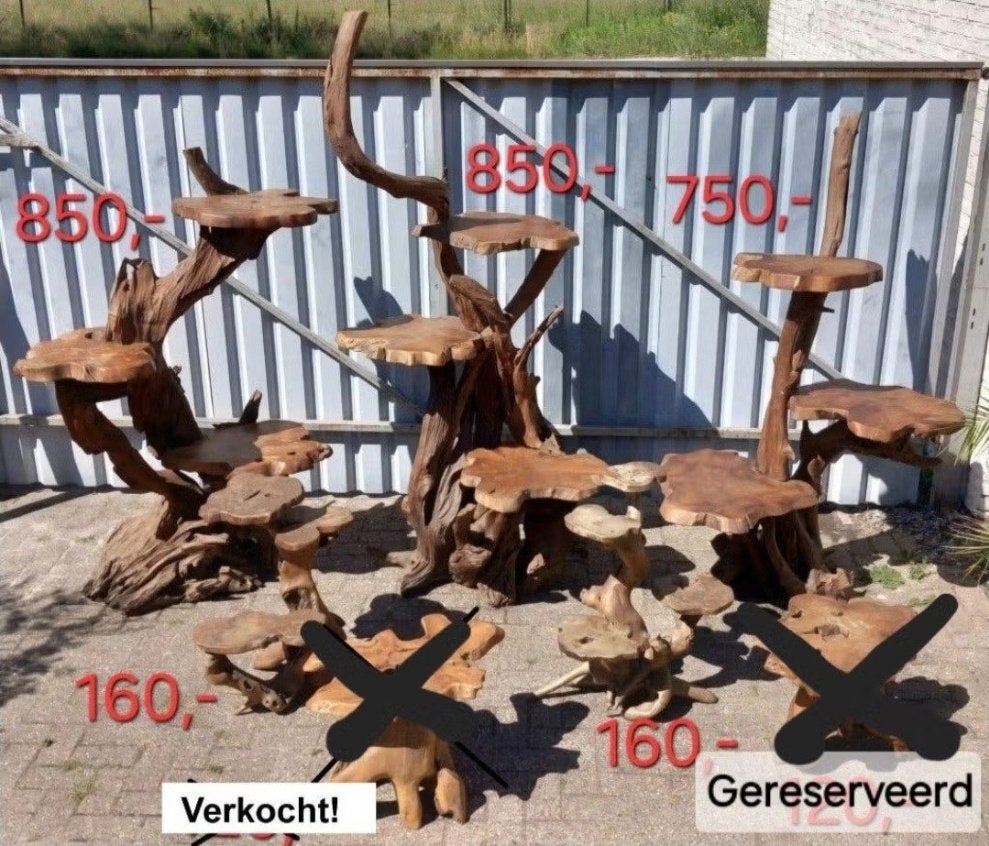 Bali teak root meubels displays bijzet tafel houtsnijwerk, Ophalen, Natuurlijk, 55 tot 75 cm, Zo goed als nieuw