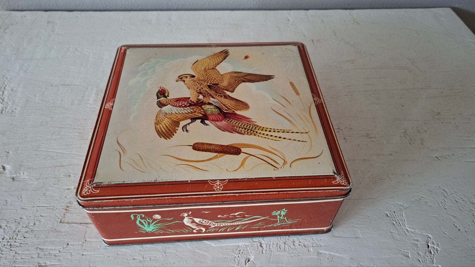 Antiek Van Melle Blik Vogels Jachtscène (Schuybroek Anvers), Antiek en Kunst, Ophalen of Verzenden
