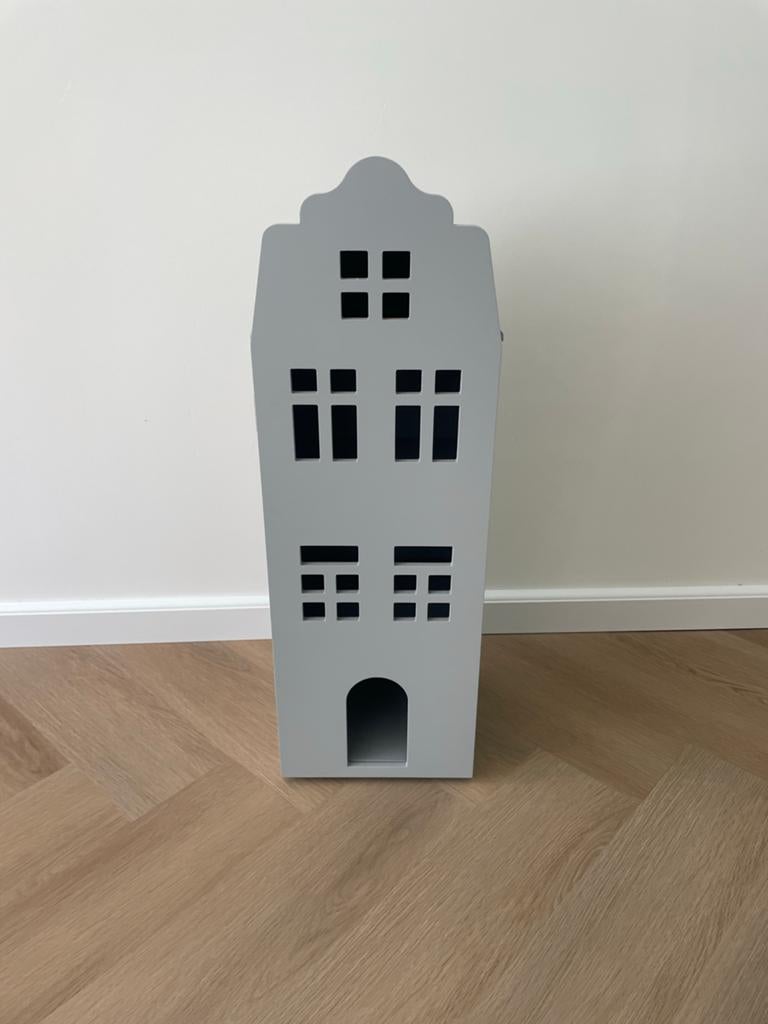 HEMA Poppenhuis Grachtenpand Huisje Grijs, Kinderen en Baby's, Speelgoed | Poppenhuizen, Ophalen, Zo goed als nieuw, Poppenhuis