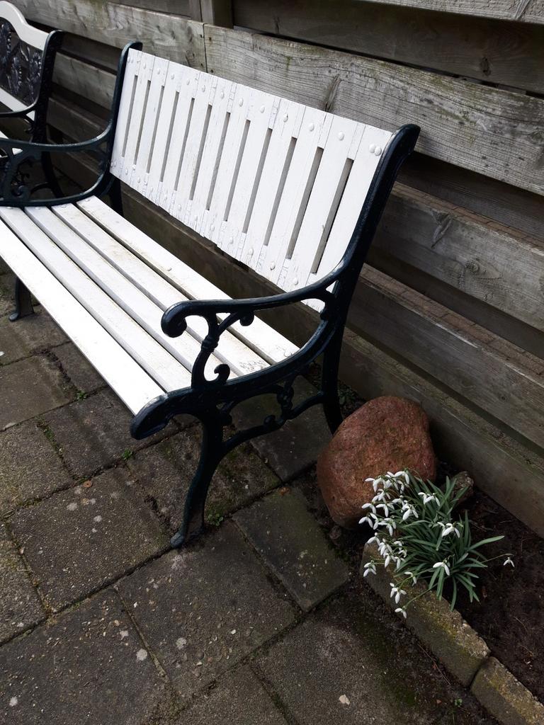 Tuinbank met gietijzeren poten, Ophalen, Hout