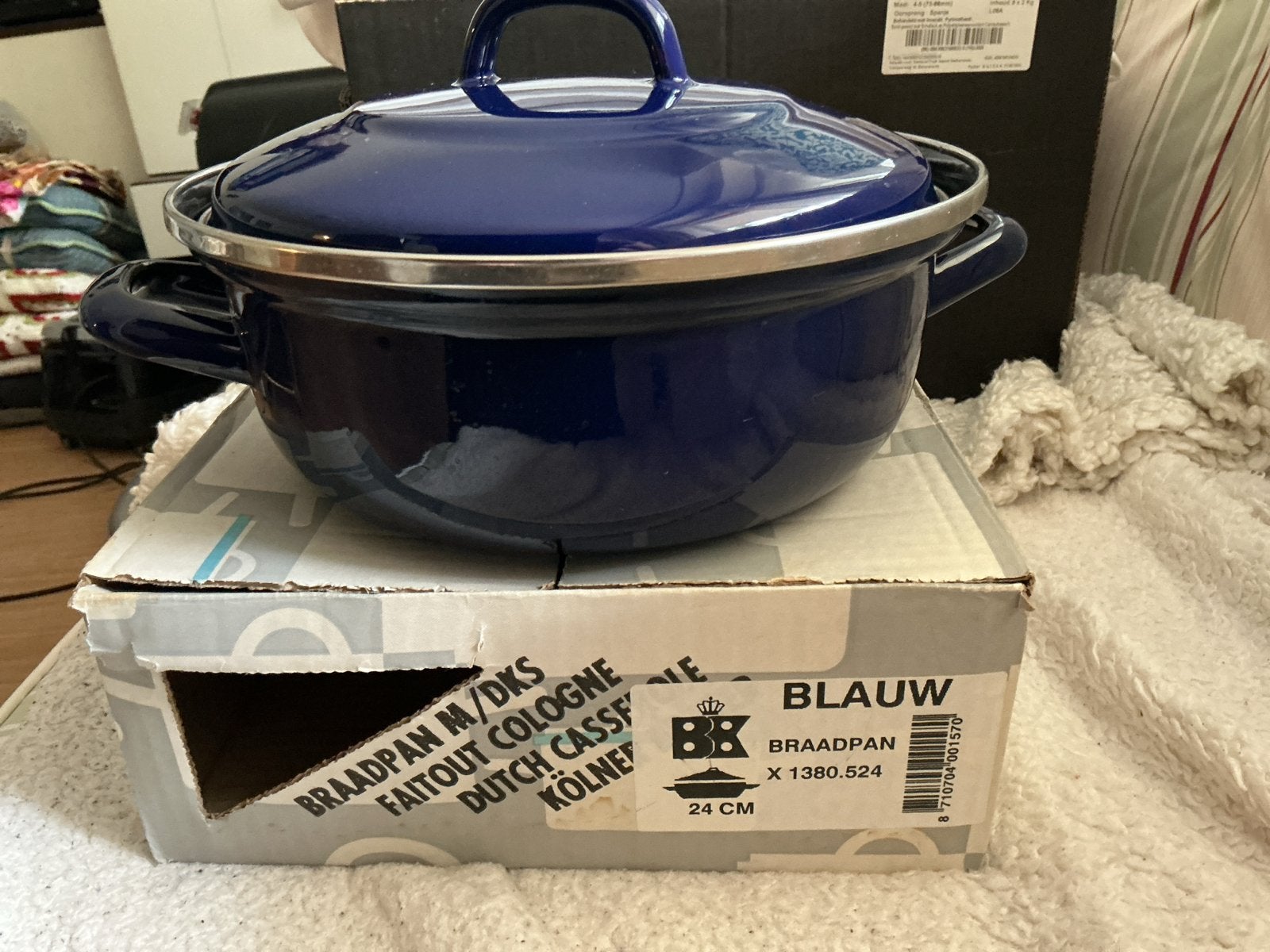 BK Braadpan Blauw 24 CM - nieuw, Ophalen, Braadpan, Met deksel, BK