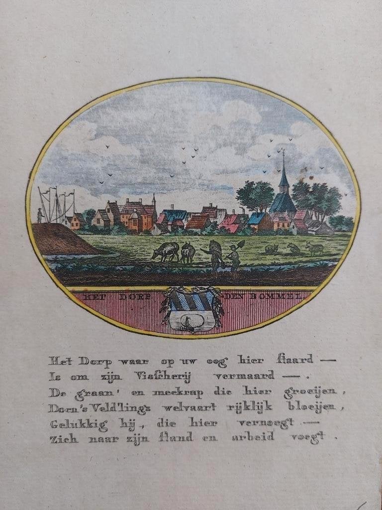11 / Den Bommel 18e eeuwse gravure van Ollefen en Bakker, Ophalen of Verzenden