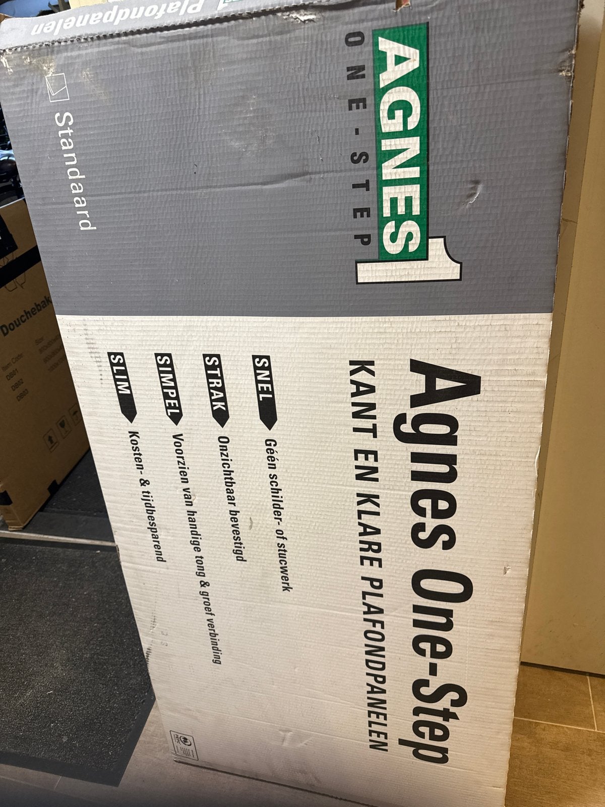Agnes One-Step Plafondplaten Wit Linnen (5 stuks), Doe-het-zelf en Verbouw, Ophalen, Nieuw, Overige materialen, Minder dan 20 mm