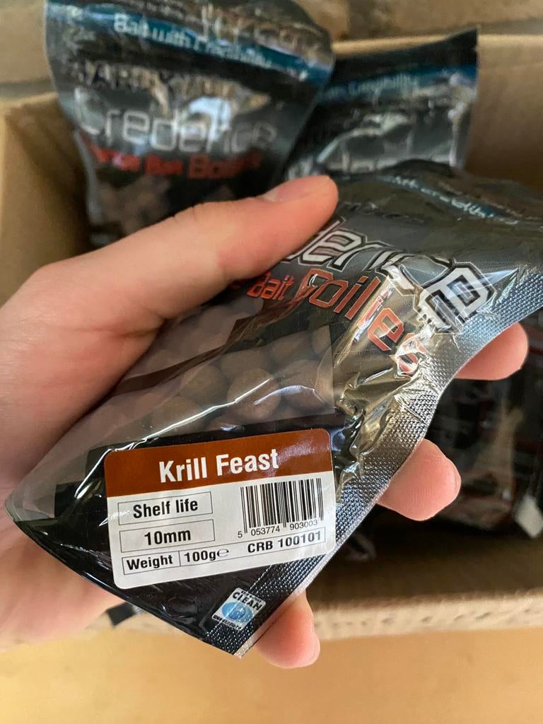 Kartonnetje Mini boillies 10mm krill feast (10 zakjes), D, Overige typen, Nieuw, Ophalen of Verzenden