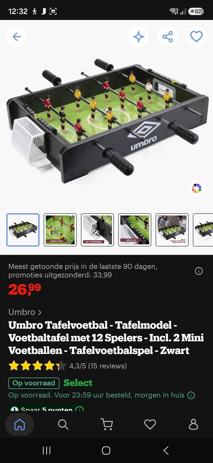 voetbaltafel, Ophalen, Nieuw
