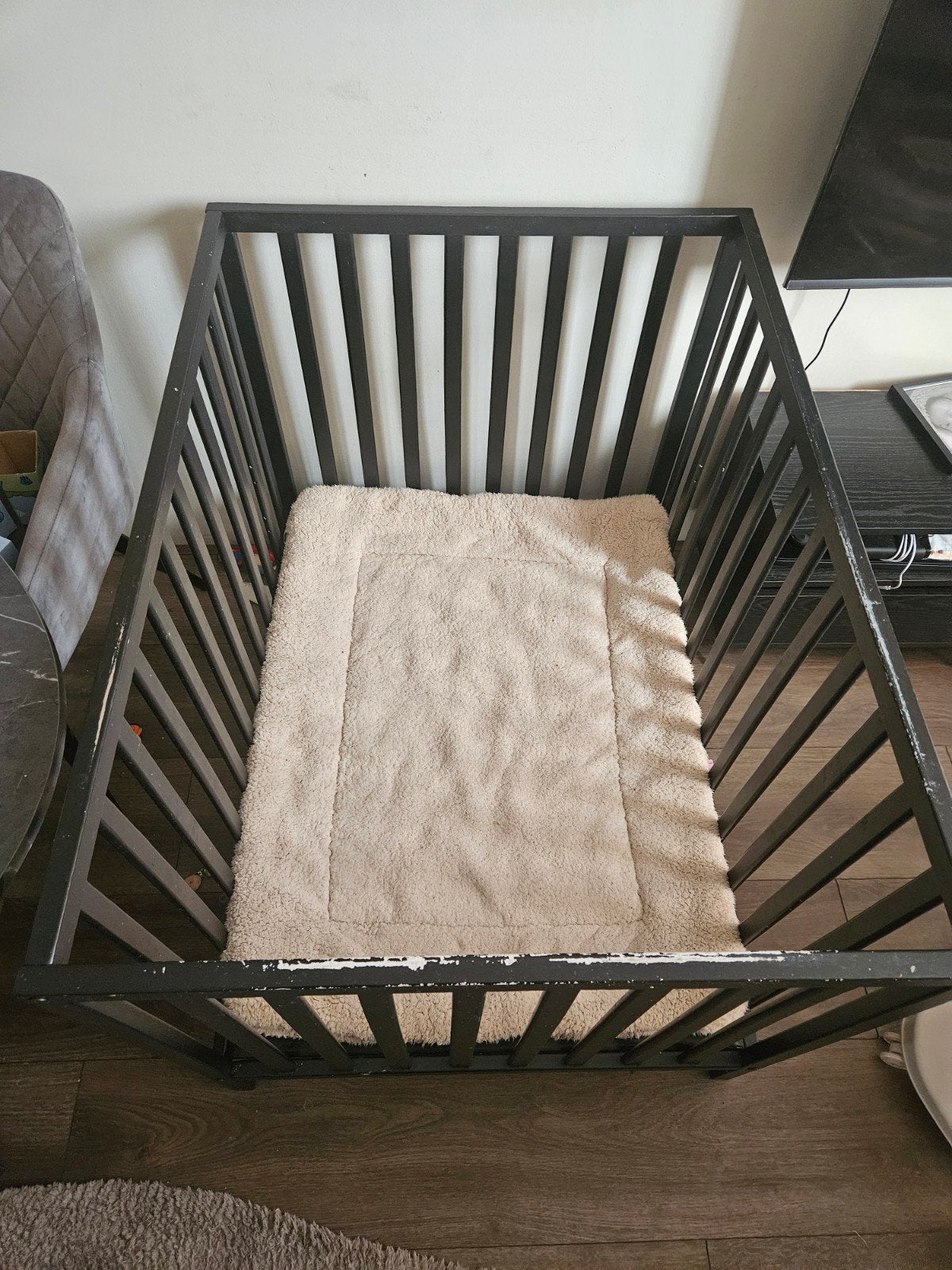 Gebruikt zwart houten box inc boxkleed, Huis en Inrichting, Ophalen, Gebruikt, Eenpersoons, Overige maten
