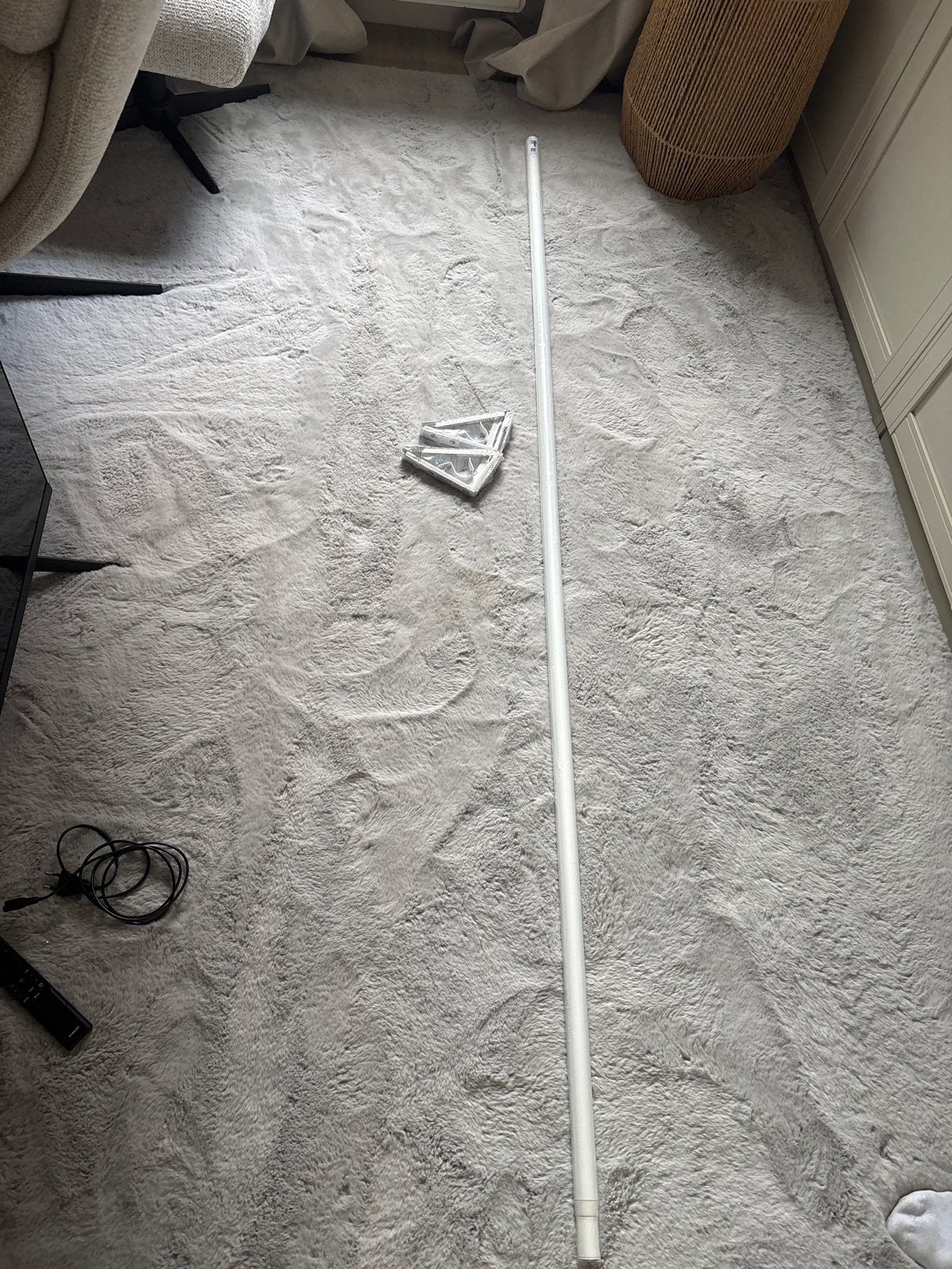 Witte uitschuifbare gordijnroede van IKEA, nieuw in plastic, Ophalen, Inclusief montageonderdelen, Wit, Metaal