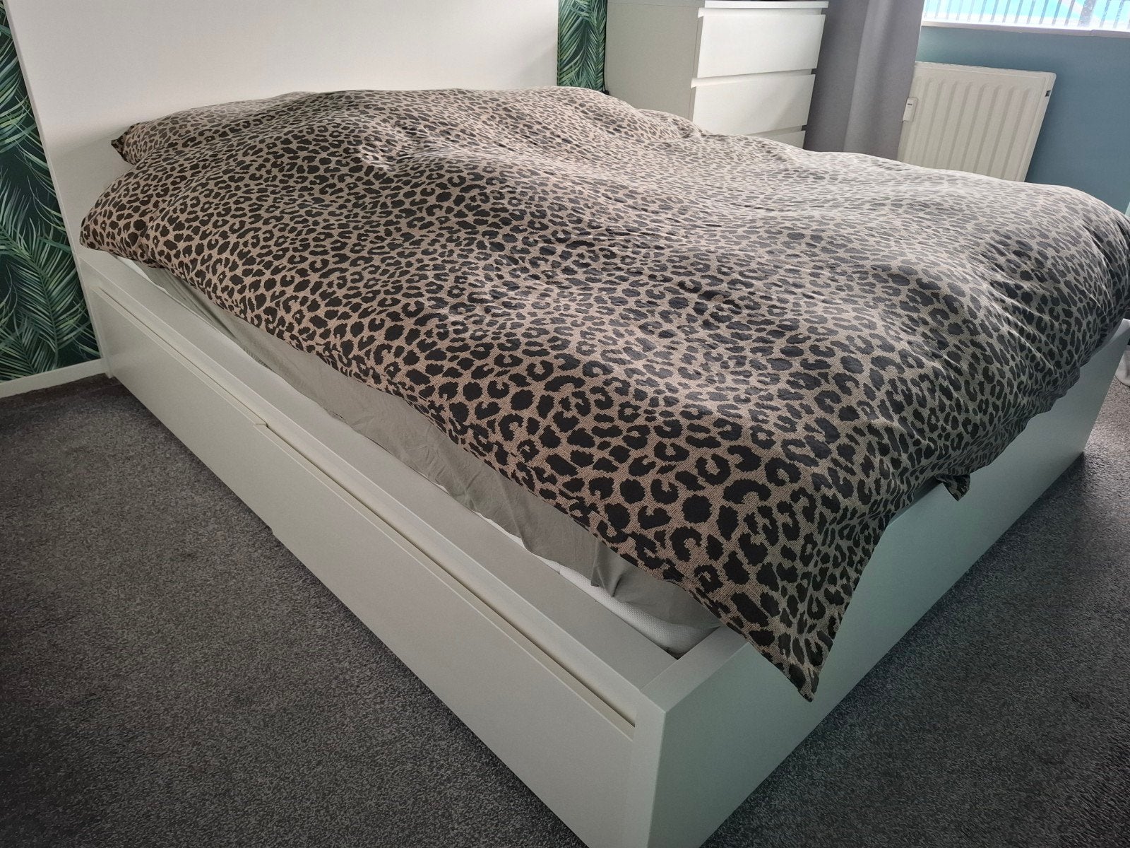 Bed ikea Malm 160 x 200 cm met 4 lades en lattenbodems, Huis en Inrichting, Slaapkamer | Bedden, Ophalen, Wit, Tweepersoons, Zo goed als nieuw