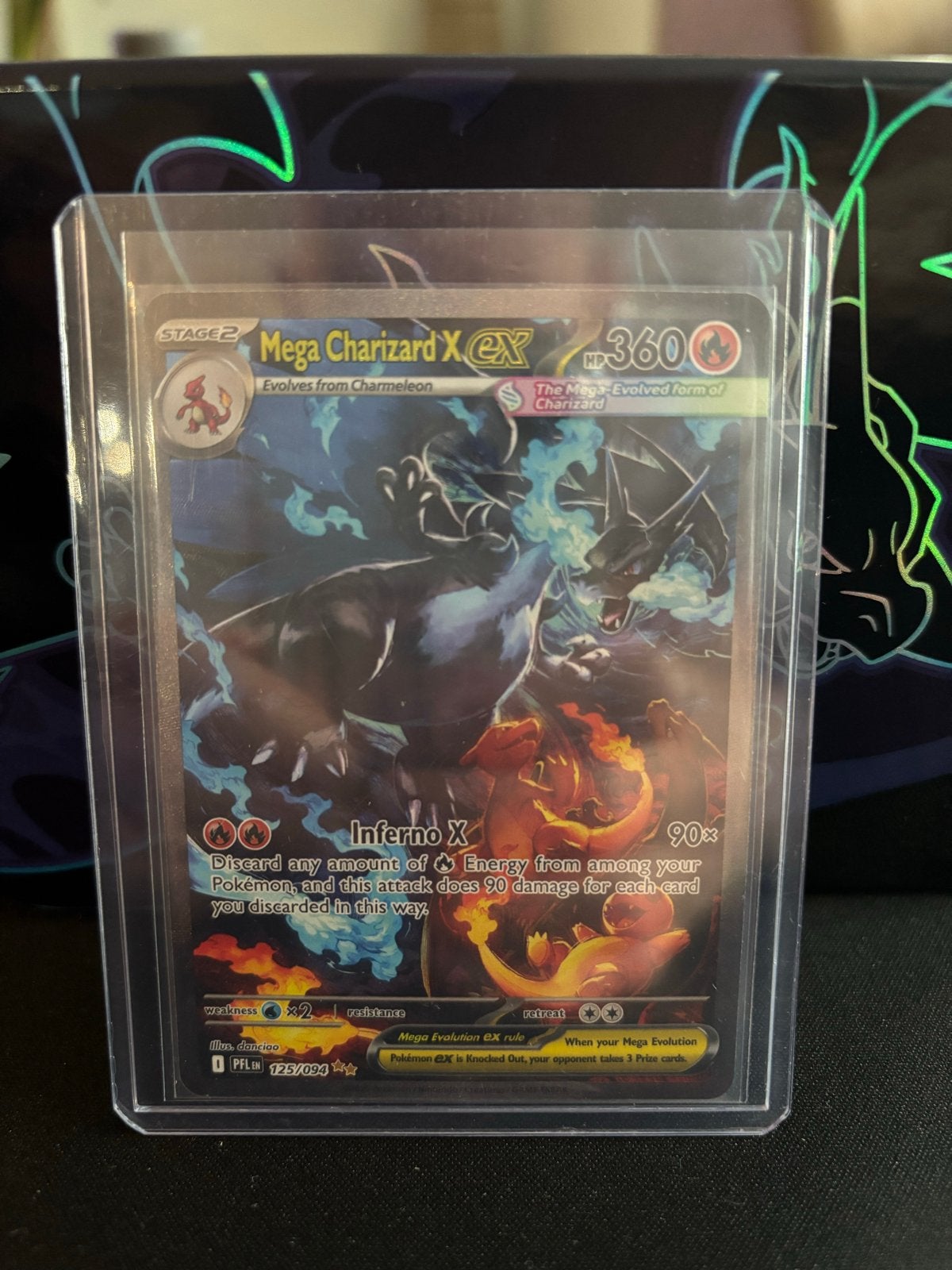 Mega Charizard X EX Pokémon Kaart 125/094 Phantasmal Flames, Ophalen, Zo goed als nieuw, Losse kaart, Foil