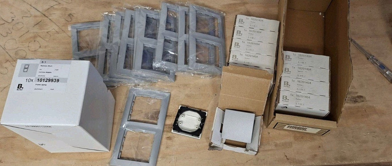Berker S1 aluminium ,wit  mat, creme, Doe-het-zelf en Verbouw, -, Berker, -, Nieuw