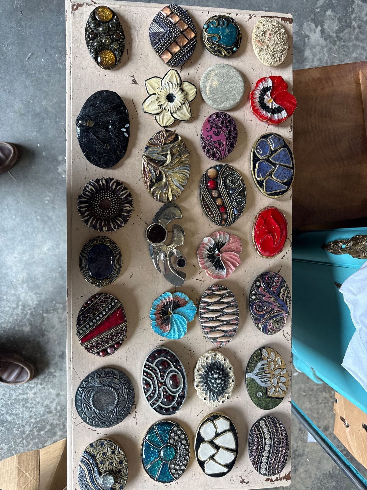 Vintage gespen/broches Collectie 80’s, Overige materialen, 4 tot 7 cm, Gebruikt, Overige kleuren
