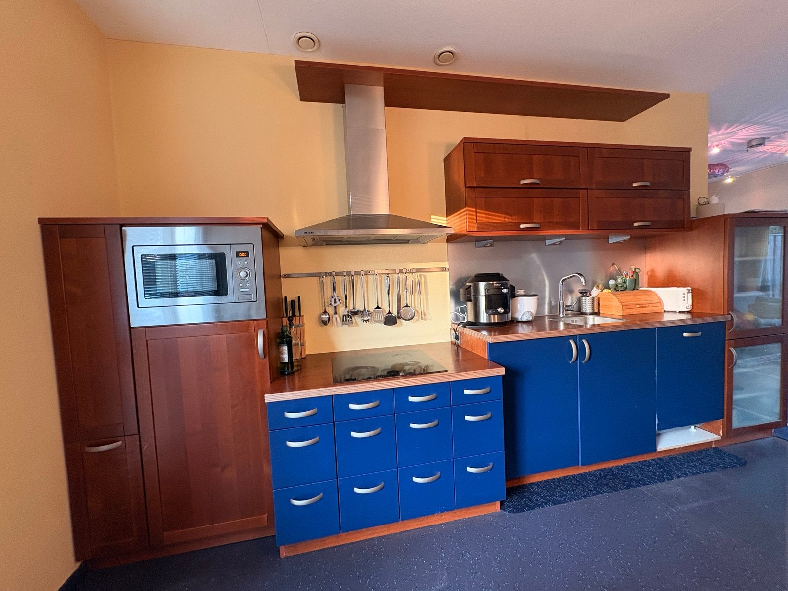Complete keuken met apparatuur (excl. vaatwasser), Ophalen, Gebruikt, Blauw, Enkelwandige keuken